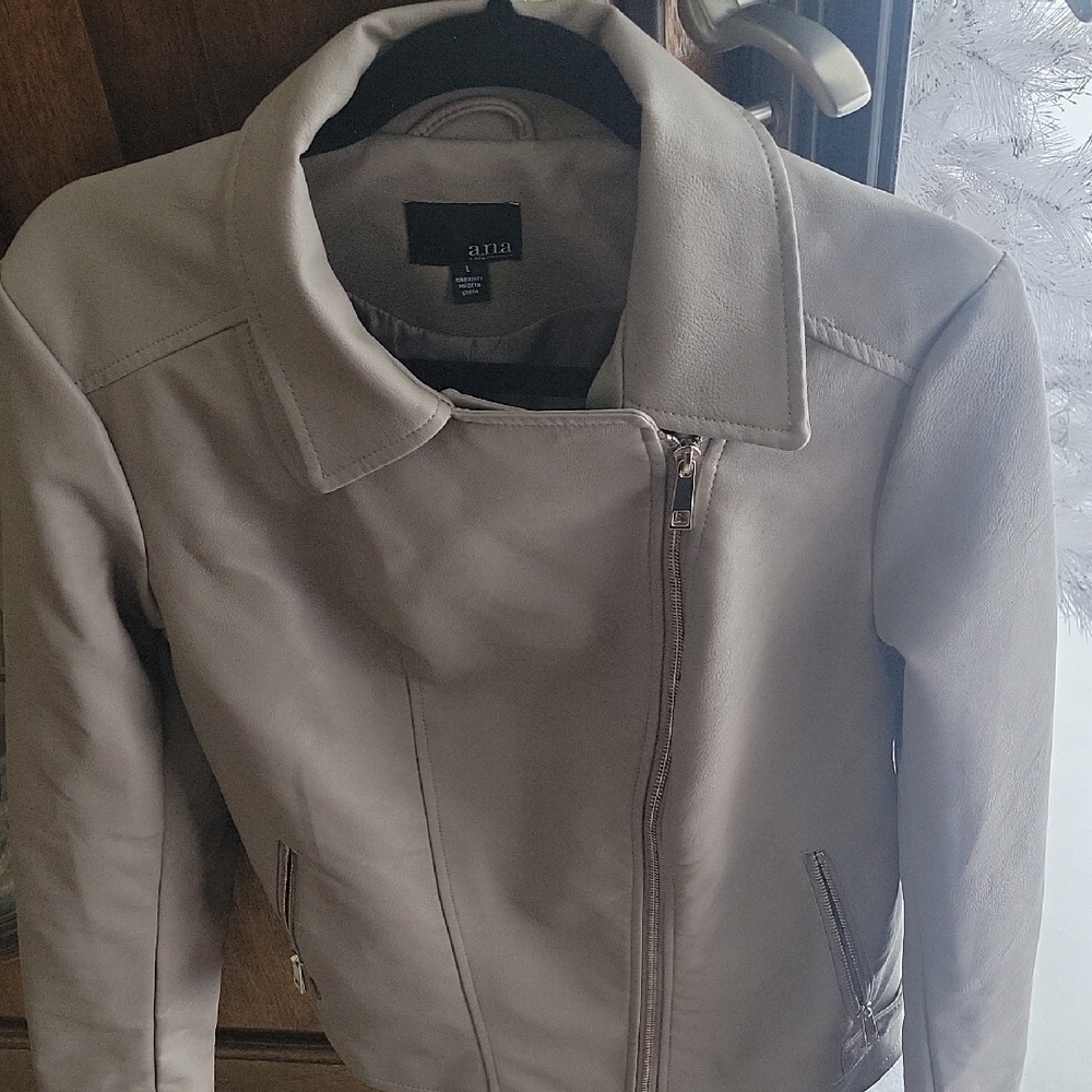 a.n.a Soft Gray Leather Jacket SIZE L